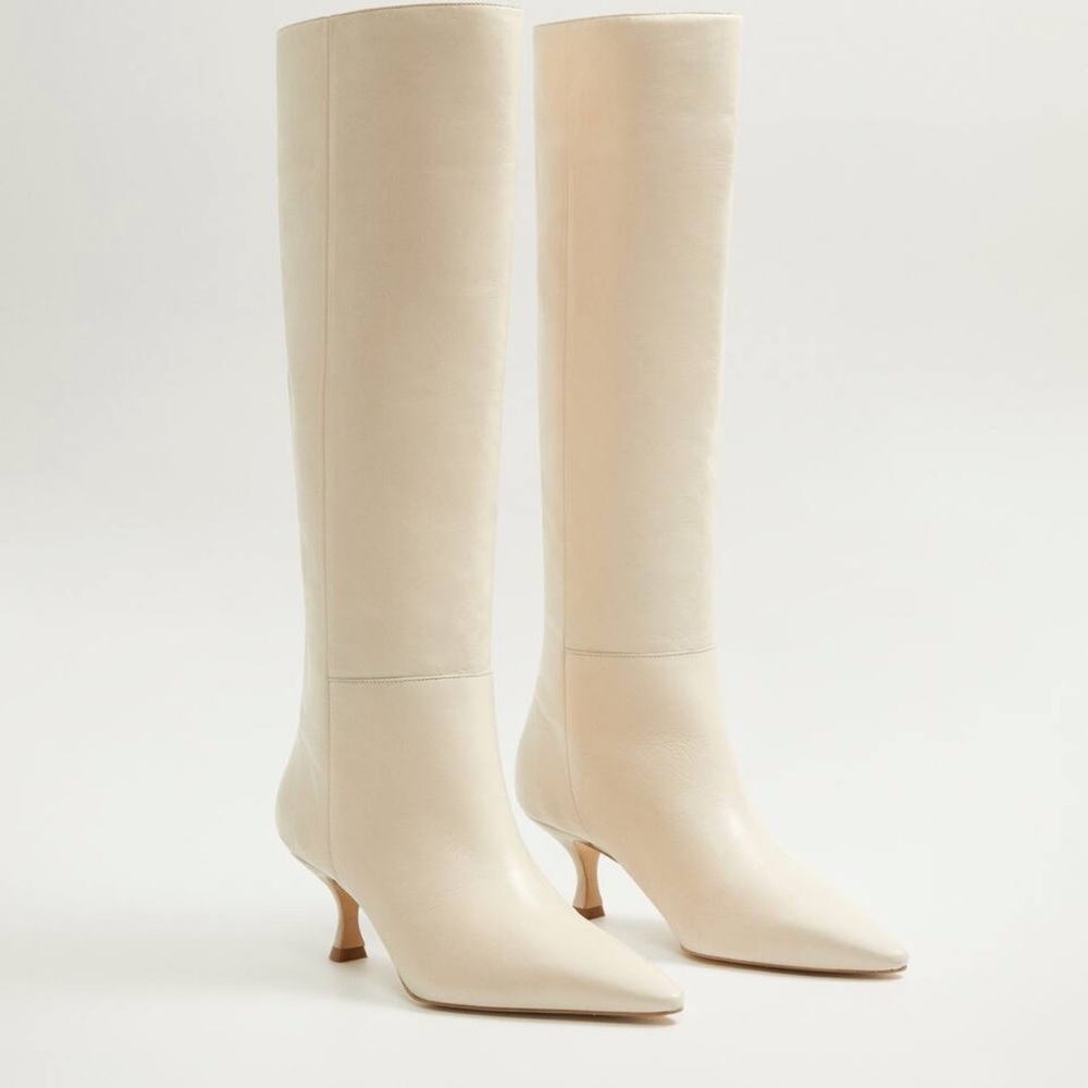 NWOT MANGO Leather High Leg Boots 37 - 7.5